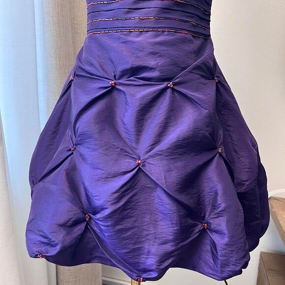 Snap Purple Beaded Halter Bubble Mini Dress – Size 3 (Women's Size 0) - Picture 3 of 8